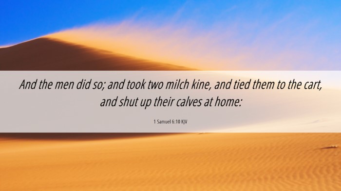Picture 06 - 1 Samuel 6:10 KJV Desktop Wallpaper - And the men did so; and took two milch kine, and - Desktop Bible Verse Wallpaper
