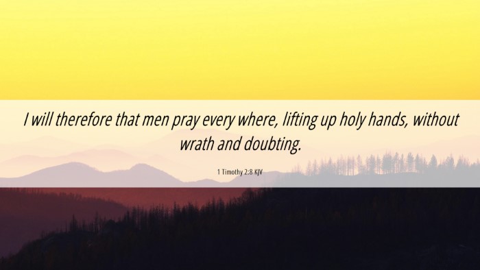 Picture 06 - 1 Timothy 2:8 KJV Desktop Wallpaper - I will therefore that men pray every where, - Desktop Bible Verse Wallpaper