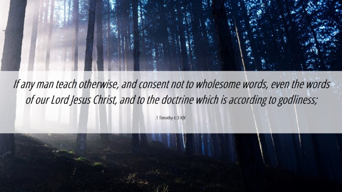 Picture 06 - 1 Timothy 6:3 KJV Desktop Wallpaper - If any man teach otherwise, and consent not to - Desktop Bible Verse Wallpaper
