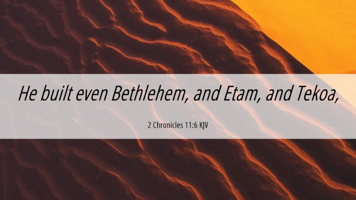 Picture 06 - 2 Chronicles 11:6 KJV Desktop Wallpaper - He built even Bethlehem, and Etam, and - Desktop Bible Verse Wallpaper