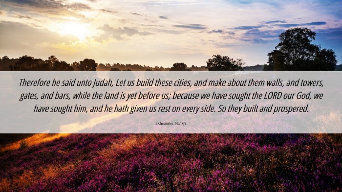 Picture 06 - 2 Chronicles 14:7 KJV Desktop Wallpaper - Therefore he said unto Judah, Let us build these - Desktop Bible Verse Wallpaper