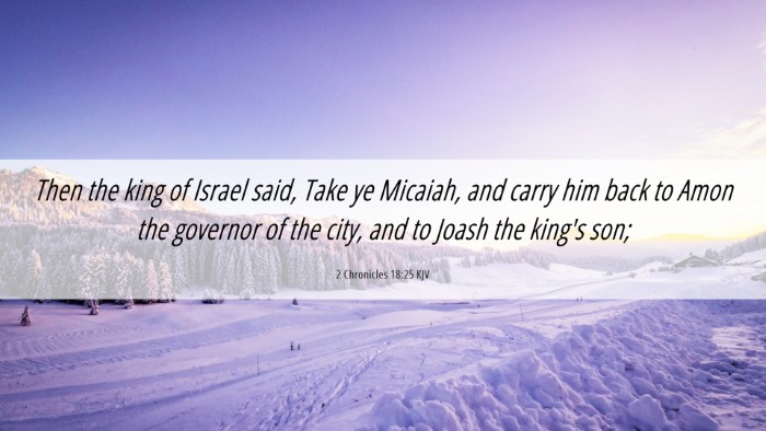 Picture 06 - 2 Chronicles 18:25 KJV Desktop Wallpaper - Then the king of Israel said, Take ye Micaiah, - Desktop Bible Verse Wallpaper