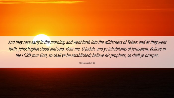 Picture 06 - 2 Chronicles 20:20 KJV Desktop Wallpaper - And they rose early in the morning, and went - Desktop Bible Verse Wallpaper