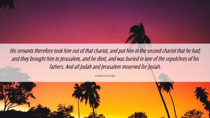 Picture 06 - 2 Chronicles 35:24 KJV Desktop Wallpaper - His servants therefore took him out of that - Desktop Bible Verse Wallpaper