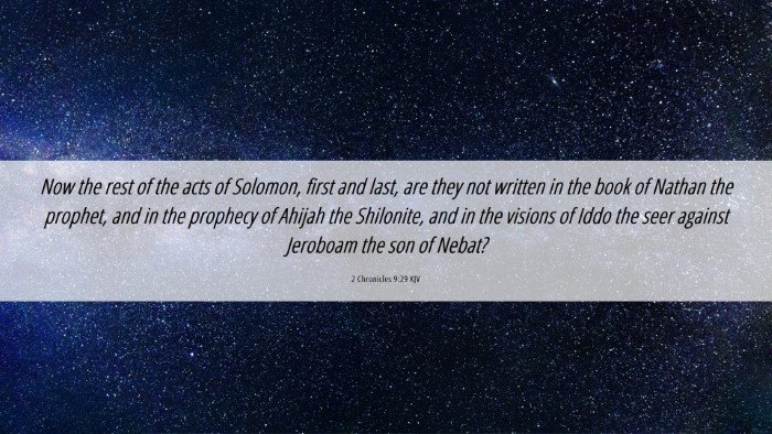 Picture 06 - 2 Chronicles 9:29 KJV Desktop Wallpaper - Now the rest of the acts of Solomon, first and - Desktop Bible Verse Wallpaper