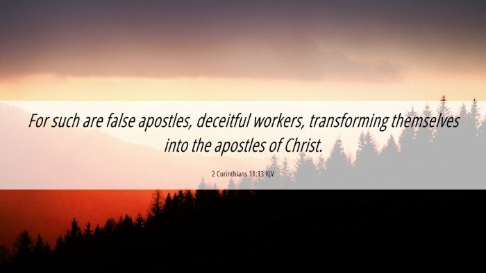 Picture 06 - 2 Corinthians 11:13 KJV Desktop Wallpaper - For such are false apostles, deceitful workers, - Desktop Bible Verse Wallpaper