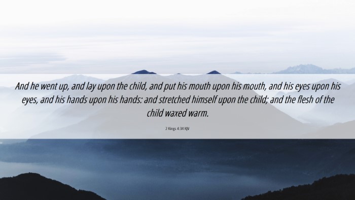 Picture 06 - 2 Kings 4:34 KJV Desktop Wallpaper - And he went up, and lay upon the child, and put - Desktop Bible Verse Wallpaper