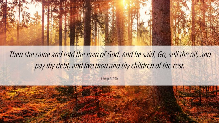 Picture 06 - 2 Kings 4:7 KJV Desktop Wallpaper - Then she came and told the man of God. And he - Desktop Bible Verse Wallpaper