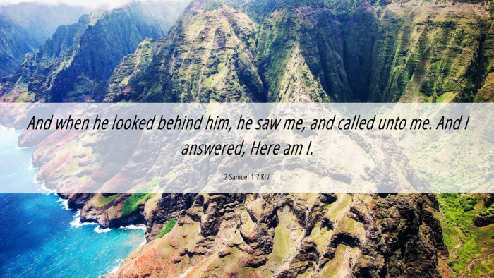 Picture 06 - 2 Samuel 1:7 KJV Desktop Wallpaper - And when he looked behind him, he saw me, and - Desktop Bible Verse Wallpaper
