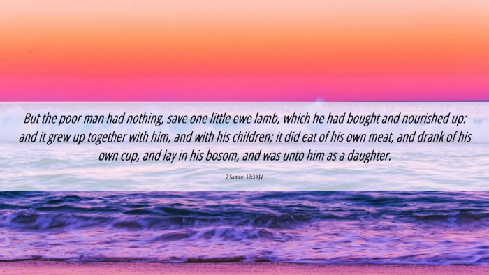 Picture 06 - 2 Samuel 12:3 KJV Desktop Wallpaper - But the poor man had nothing, save one little ewe - Desktop Bible Verse Wallpaper