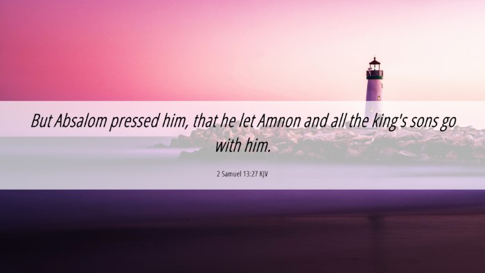 Picture 06 - 2 Samuel 13:27 KJV Desktop Wallpaper - But Absalom pressed him, that he let Amnon and - Desktop Bible Verse Wallpaper