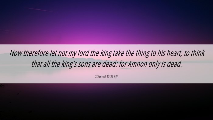 Picture 06 - 2 Samuel 13:33 KJV Desktop Wallpaper - Now therefore let not my lord the king take the - Desktop Bible Verse Wallpaper