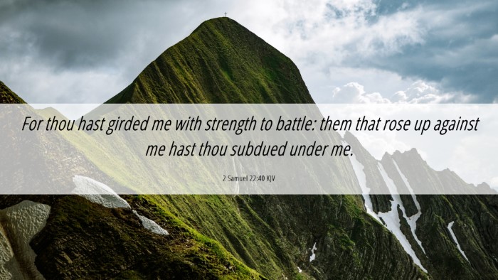 Picture 06 - 2 Samuel 22:40 KJV Desktop Wallpaper - For thou hast girded me with strength to battle: - Desktop Bible Verse Wallpaper