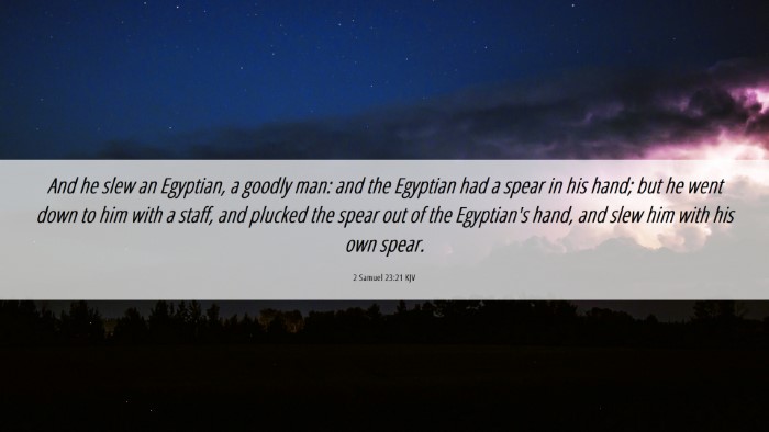 Picture 06 - 2 Samuel 23:21 KJV Desktop Wallpaper - And he slew an Egyptian, a goodly man: and the - Desktop Bible Verse Wallpaper