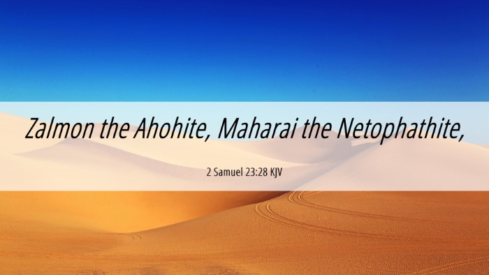 Picture 06 - 2 Samuel 23:28 KJV Desktop Wallpaper - Zalmon the Ahohite, Maharai the - Desktop Bible Verse Wallpaper
