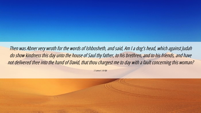 Picture 06 - 2 Samuel 3:8 KJV Desktop Wallpaper - Then was Abner very wroth for the words of - Desktop Bible Verse Wallpaper