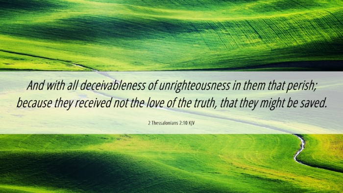 Picture 06 - 2 Thessalonians 2:10 KJV Desktop Wallpaper - And with all deceivableness of unrighteousness in - Desktop Bible Verse Wallpaper