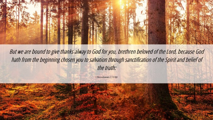 Picture 06 - 2 Thessalonians 2:13 KJV Desktop Wallpaper - But we are bound to give thanks alway to God for - Desktop Bible Verse Wallpaper