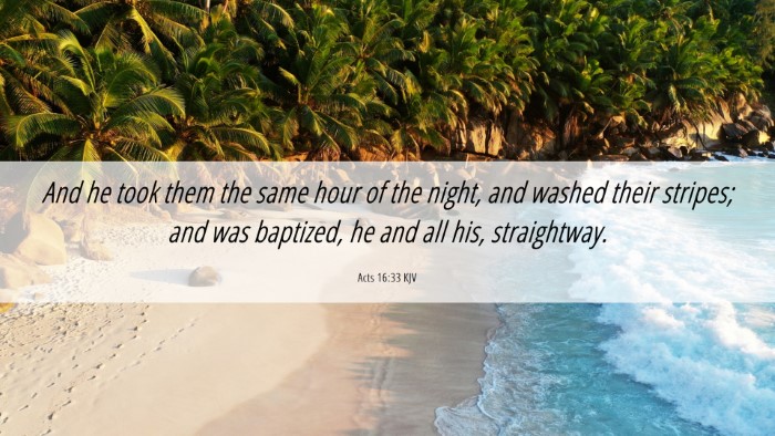 Picture 06 - Acts 16:33 KJV Desktop Wallpaper - And he took them the same hour of the night, and - Desktop Bible Verse Wallpaper