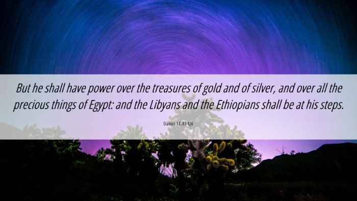 Picture 06 - Daniel 11:43 KJV Desktop Wallpaper - But he shall have power over the treasures of - Desktop Bible Verse Wallpaper