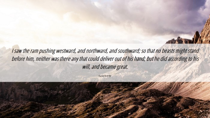Picture 06 - Daniel 8:4 KJV Desktop Wallpaper - I saw the ram pushing westward, and northward, - Desktop Bible Verse Wallpaper