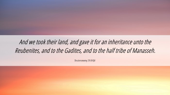 Picture 06 - Deuteronomy 29:8 KJV Desktop Wallpaper - And we took their land, and gave it for an - Desktop Bible Verse Wallpaper