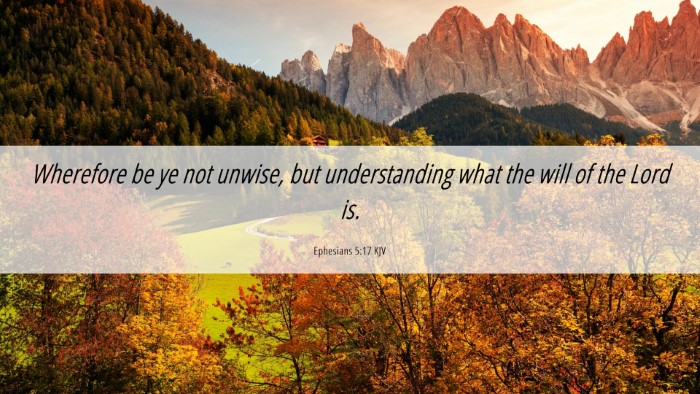 Picture 06 - Ephesians 5:17 KJV Desktop Wallpaper - Wherefore be ye not unwise, but understanding - Desktop Bible Verse Wallpaper