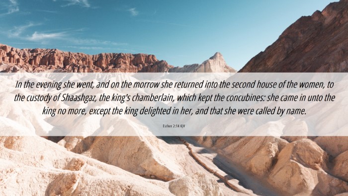 Picture 06 - Esther 2:14 KJV Desktop Wallpaper - In the evening she went, and on the morrow she - Desktop Bible Verse Wallpaper