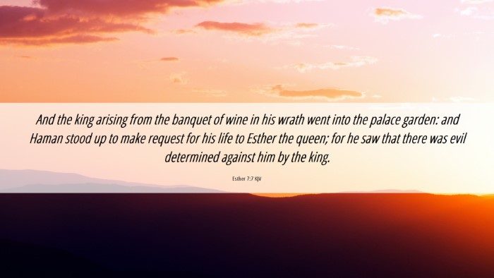 Picture 06 - Esther 7:7 KJV Desktop Wallpaper - And the king arising from the banquet of wine in - Desktop Bible Verse Wallpaper