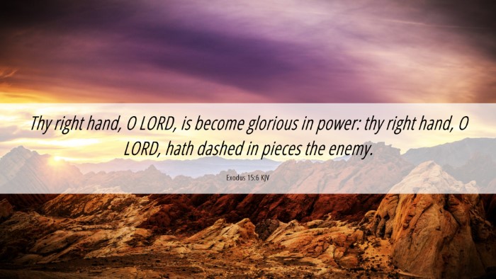 Picture 06 - Exodus 15:6 KJV Desktop Wallpaper - Thy right hand, O LORD, is become glorious in - Desktop Bible Verse Wallpaper