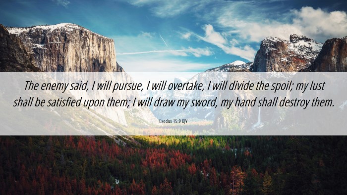 Picture 06 - Exodus 15:9 KJV Desktop Wallpaper - The enemy said, I will pursue, I will overtake, I - Desktop Bible Verse Wallpaper