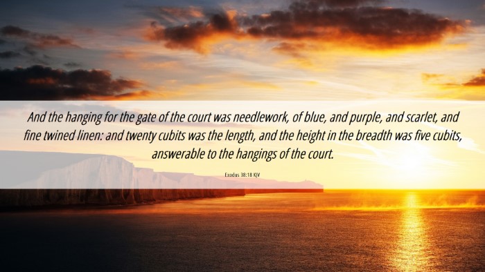 Picture 06 - Exodus 38:18 KJV Desktop Wallpaper - And the hanging for the gate of the court was - Desktop Bible Verse Wallpaper