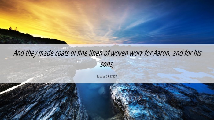 Picture 06 - Exodus 39:27 KJV Desktop Wallpaper - And they made coats of fine linen of woven work - Desktop Bible Verse Wallpaper