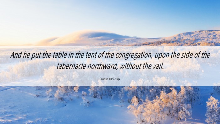 Picture 06 - Exodus 40:22 KJV Desktop Wallpaper - And he put the table in the tent of the - Desktop Bible Verse Wallpaper