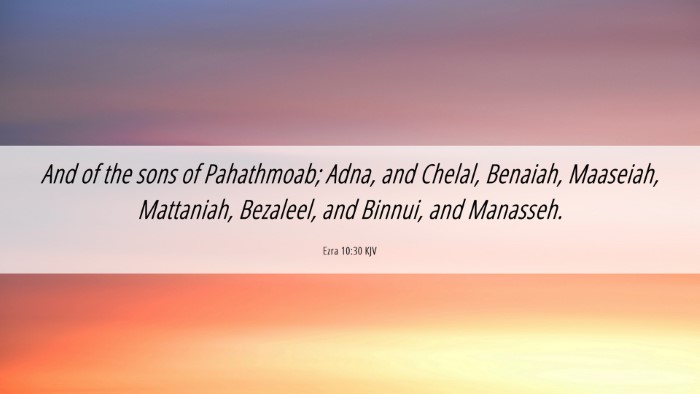 Picture 06 - Ezra 10:30 KJV Desktop Wallpaper - And of the sons of Pahathmoab; Adna, and Chelal, - Desktop Bible Verse Wallpaper