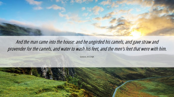 Picture 06 - Genesis 24:32 KJV Desktop Wallpaper - And the man came into the house: and he ungirded - Desktop Bible Verse Wallpaper