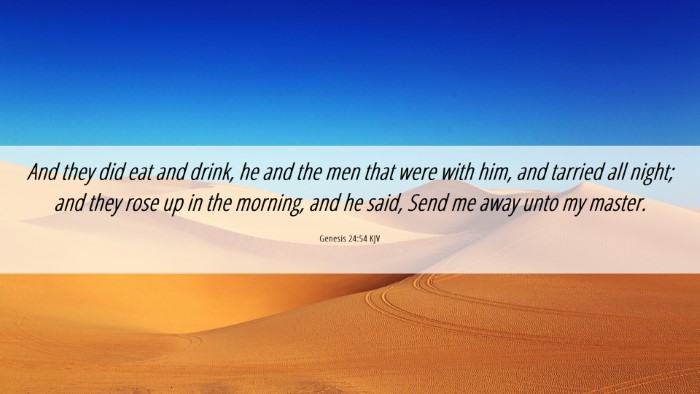 Picture 06 - Genesis 24:54 KJV Desktop Wallpaper - And they did eat and drink, he and the men that - Desktop Bible Verse Wallpaper