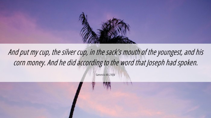 Picture 06 - Genesis 44:2 KJV Desktop Wallpaper - And put my cup, the silver cup, in the sack's - Desktop Bible Verse Wallpaper