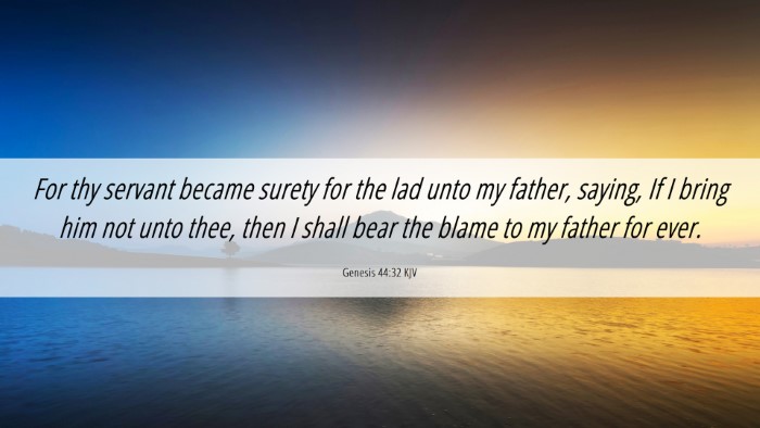 Picture 06 - Genesis 44:32 KJV Desktop Wallpaper - For thy servant became surety for the lad unto my - Desktop Bible Verse Wallpaper