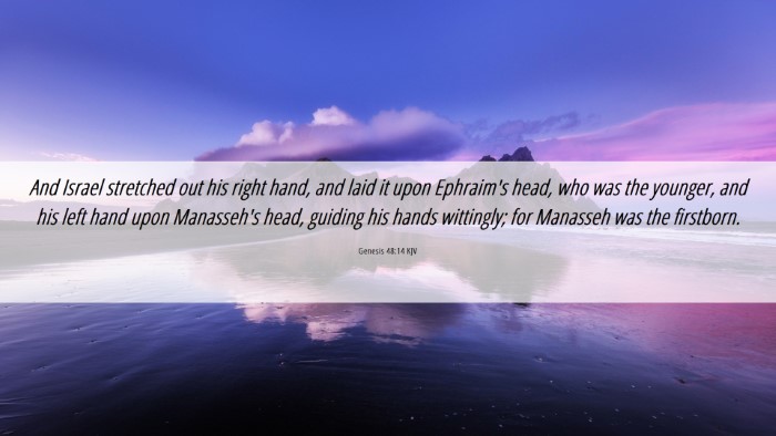 Picture 06 - Genesis 48:14 KJV Desktop Wallpaper - And Israel stretched out his right hand, and laid - Desktop Bible Verse Wallpaper