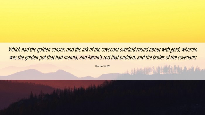 Picture 06 - Hebrews 9:4 KJV Desktop Wallpaper - Which had the golden censer, and the ark of the - Desktop Bible Verse Wallpaper
