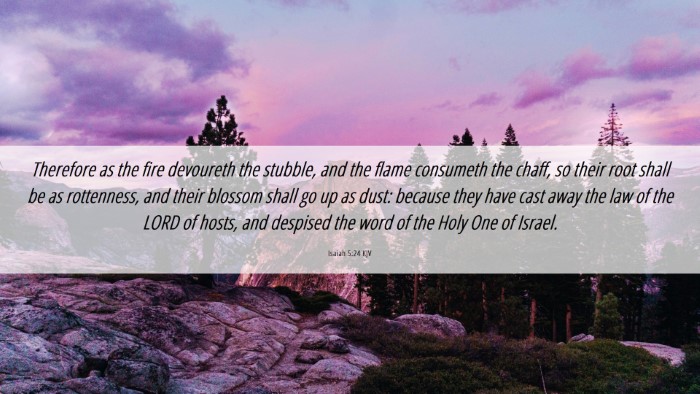 Picture 06 - Isaiah 5:24 KJV Desktop Wallpaper - Therefore as the fire devoureth the stubble, and - Desktop Bible Verse Wallpaper