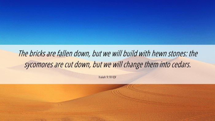 Picture 06 - Isaiah 9:10 KJV Desktop Wallpaper - The bricks are fallen down, but we will build - Desktop Bible Verse Wallpaper