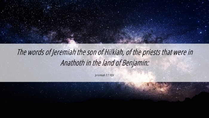 Picture 06 - Jeremiah 1:1 KJV Desktop Wallpaper - The words of Jeremiah the son of Hilkiah, of the - Desktop Bible Verse Wallpaper