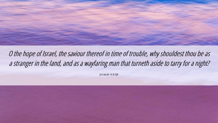 Picture 06 - Jeremiah 14:8 KJV Desktop Wallpaper - O the hope of Israel, the saviour thereof in time - Desktop Bible Verse Wallpaper