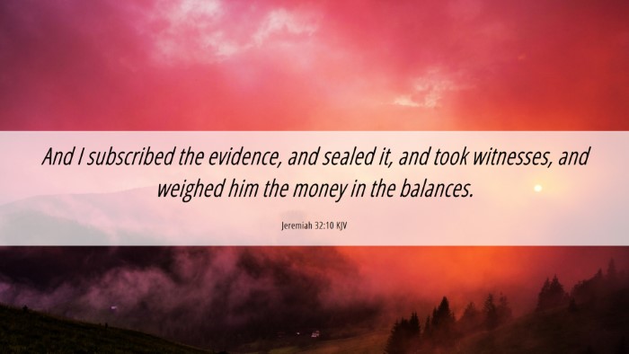 Picture 06 - Jeremiah 32:10 KJV Desktop Wallpaper - And I subscribed the evidence, and sealed it, and - Desktop Bible Verse Wallpaper