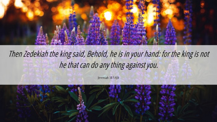 Picture 06 - Jeremiah 38:5 KJV Desktop Wallpaper - Then Zedekiah the king said, Behold, he is in - Desktop Bible Verse Wallpaper
