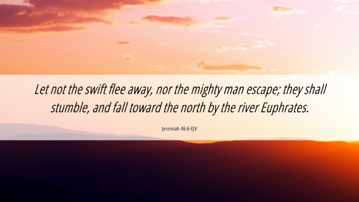 Picture 06 - Jeremiah 46:6 KJV Desktop Wallpaper - Let not the swift flee away, nor the mighty man - Desktop Bible Verse Wallpaper