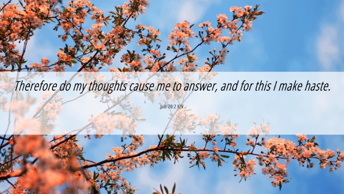 Picture 06 - Job 20:2 KJV Desktop Wallpaper - Therefore do my thoughts cause me to answer, and - Desktop Bible Verse Wallpaper