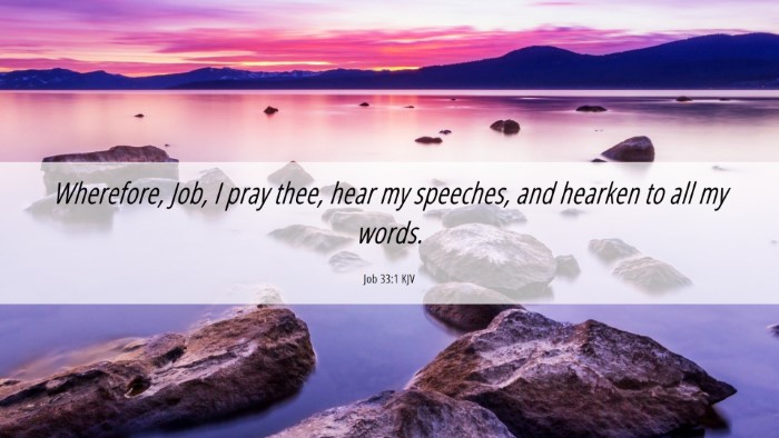 Picture 06 - Job 33:1 KJV Desktop Wallpaper - Wherefore, Job, I pray thee, hear my speeches, - Desktop Bible Verse Wallpaper